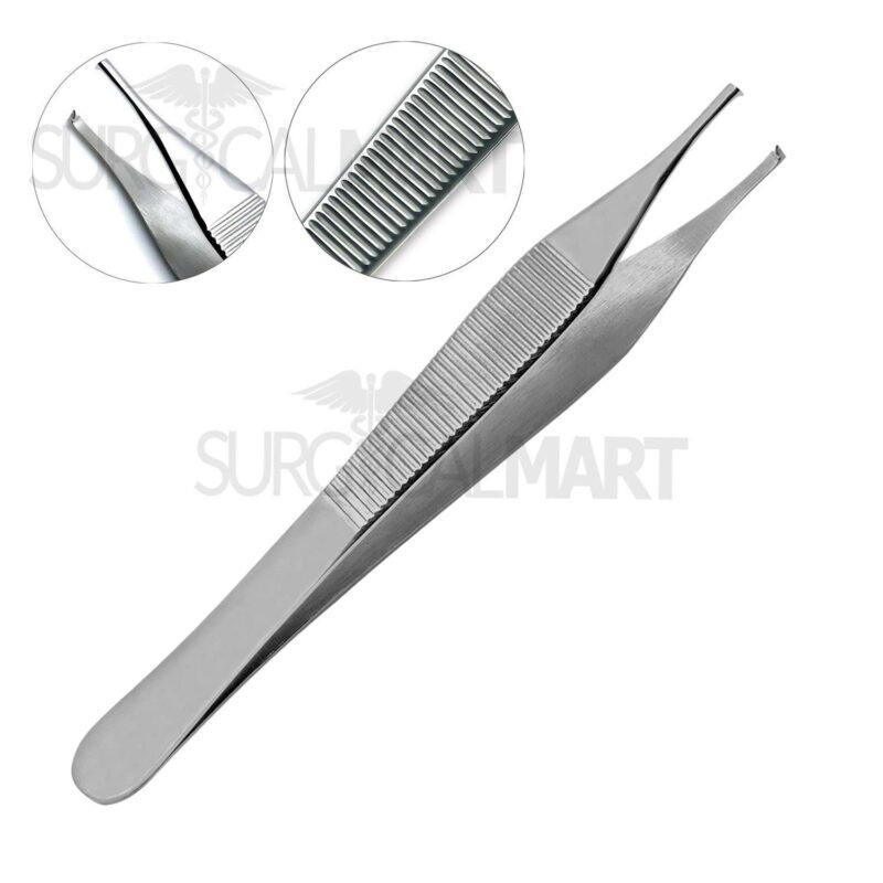 Adson Tissue Forceps 1×2 Rat Tooth 4.75″ Fine Point Straight | VS1621 – Veltra Surgical
