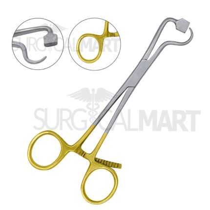 Plate and Bone Holding Forceps 5.5 inch with Footplate and Gold Handle – Veltra Surgical VS5164, orthopedic stainless steel fixation instrument.